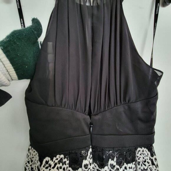 Guess Los Angeles Black Halter Sleeveless Lace Stripe Fit & Flare Dress Size 4 - Picture 5 of 16